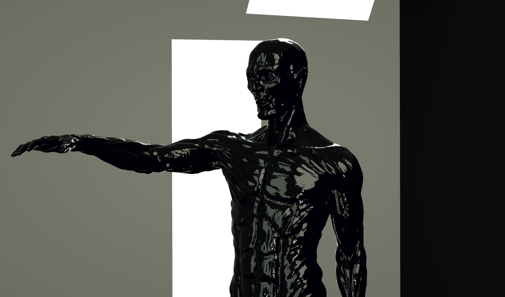 Black 3D Figure in Studio